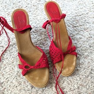 Women's Cole Haan Red Crochet Cork Heel size 10.5